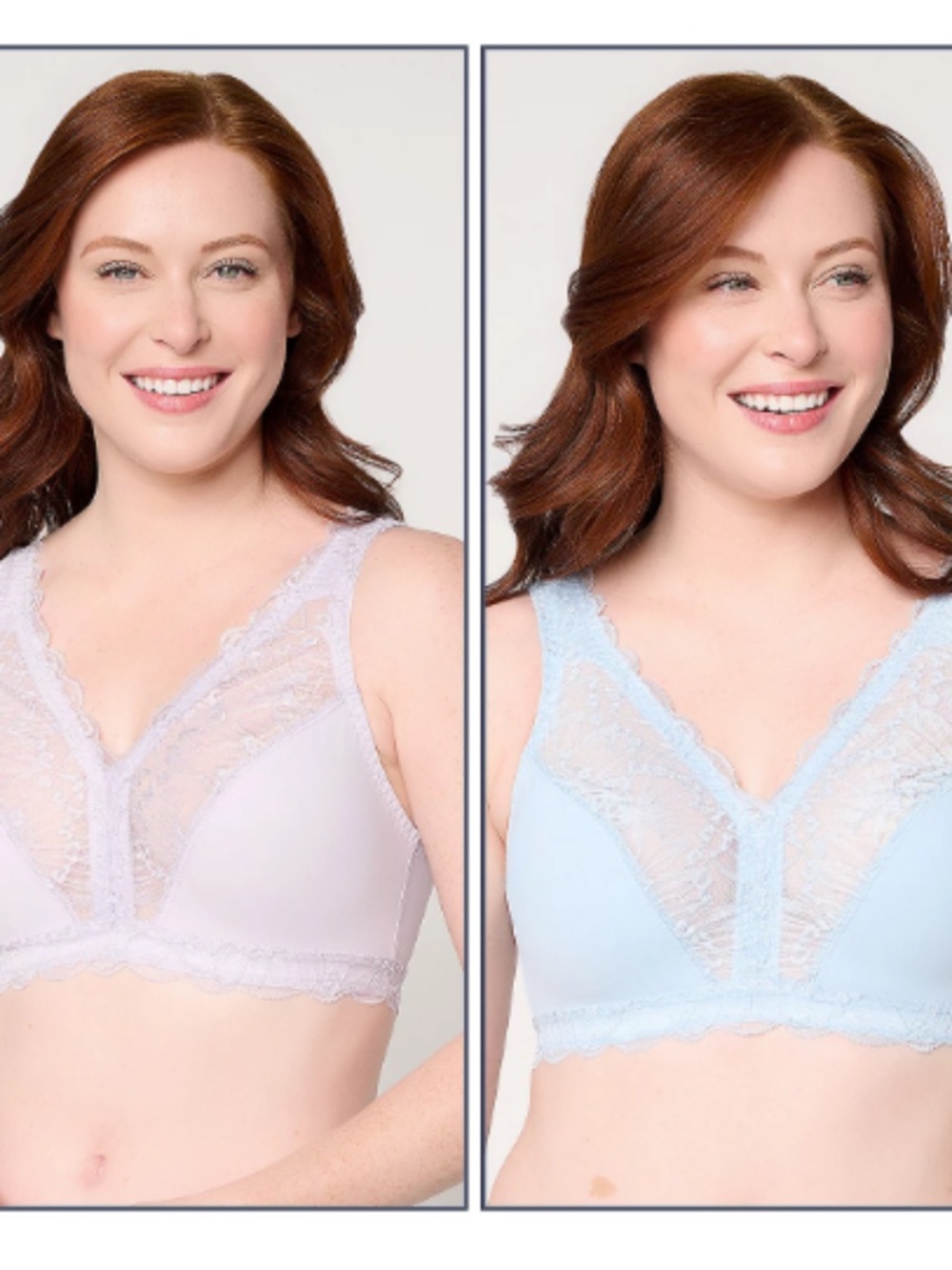 Breezies Soft Support Lace Wirefree Unlined Bra Set of 2, Sz XL a713658